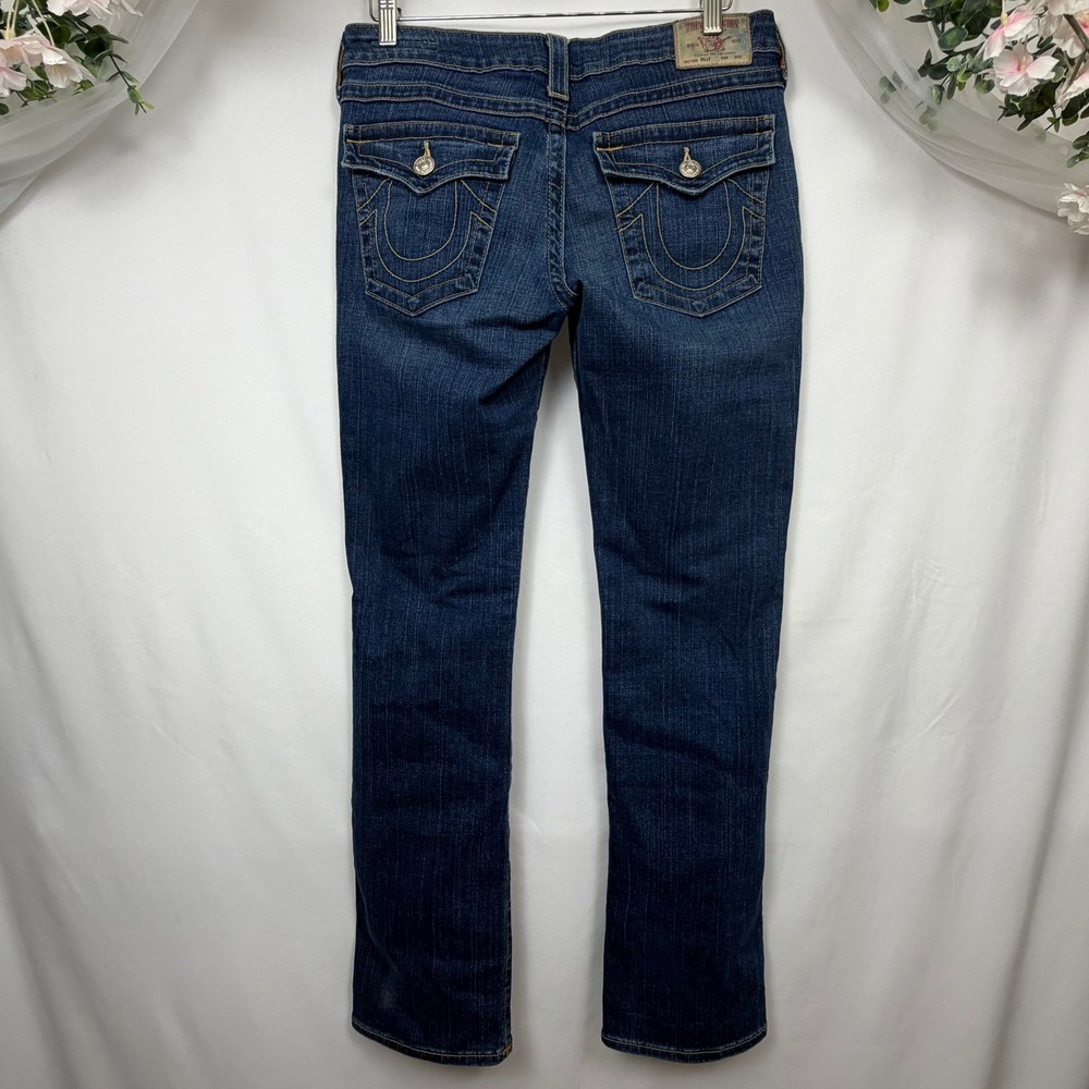 True Religion Originals Women 31 Dark Wash Straight Leg Jeans USA Made Low Rise
